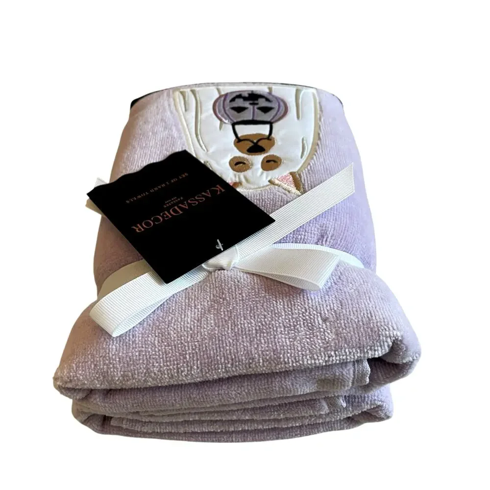 Kassa Decor Halloween Dog Ghost Hand Towels 18x28  Lavender & White Set of 2 NEW